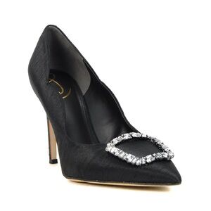 Sam Edelman Harriet Black Crystal Buckle Heels Size 10